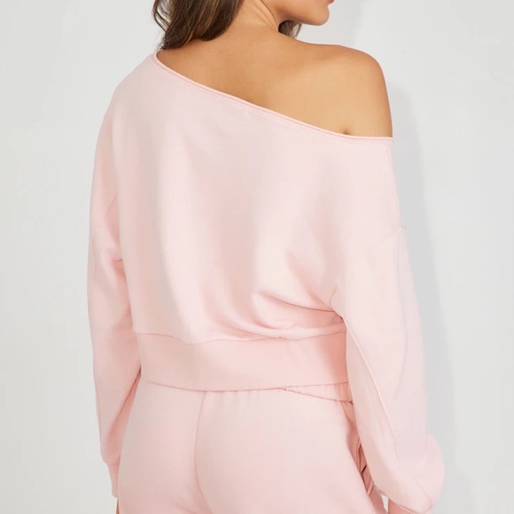 Garage Soft Pink Off-Shoulder Cropped Sweater - Picture 2 of 6